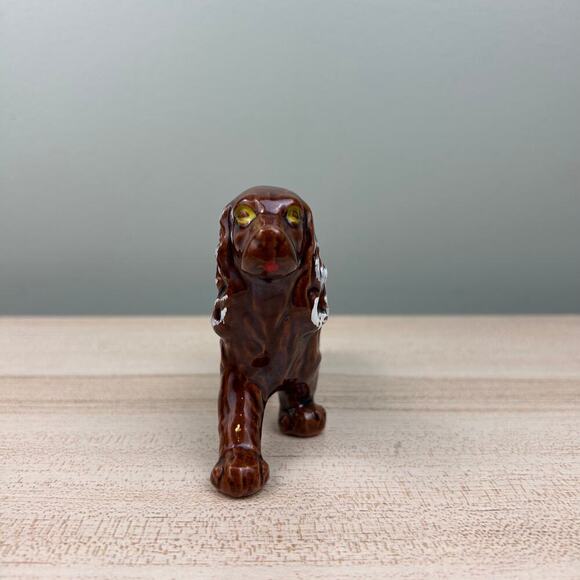Vintage Ceramic Dog English Irish Setter Cocker Spaniel Brown Animal Figurine - Picture 4 of 9